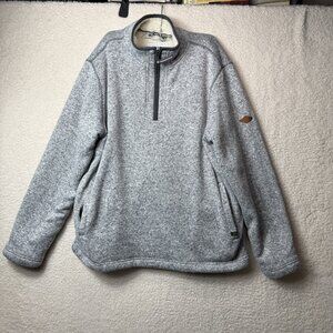 Orvis Sweater Mens Large Gray Sherpa Fleece Lined Quarter Zip Pullover Warm